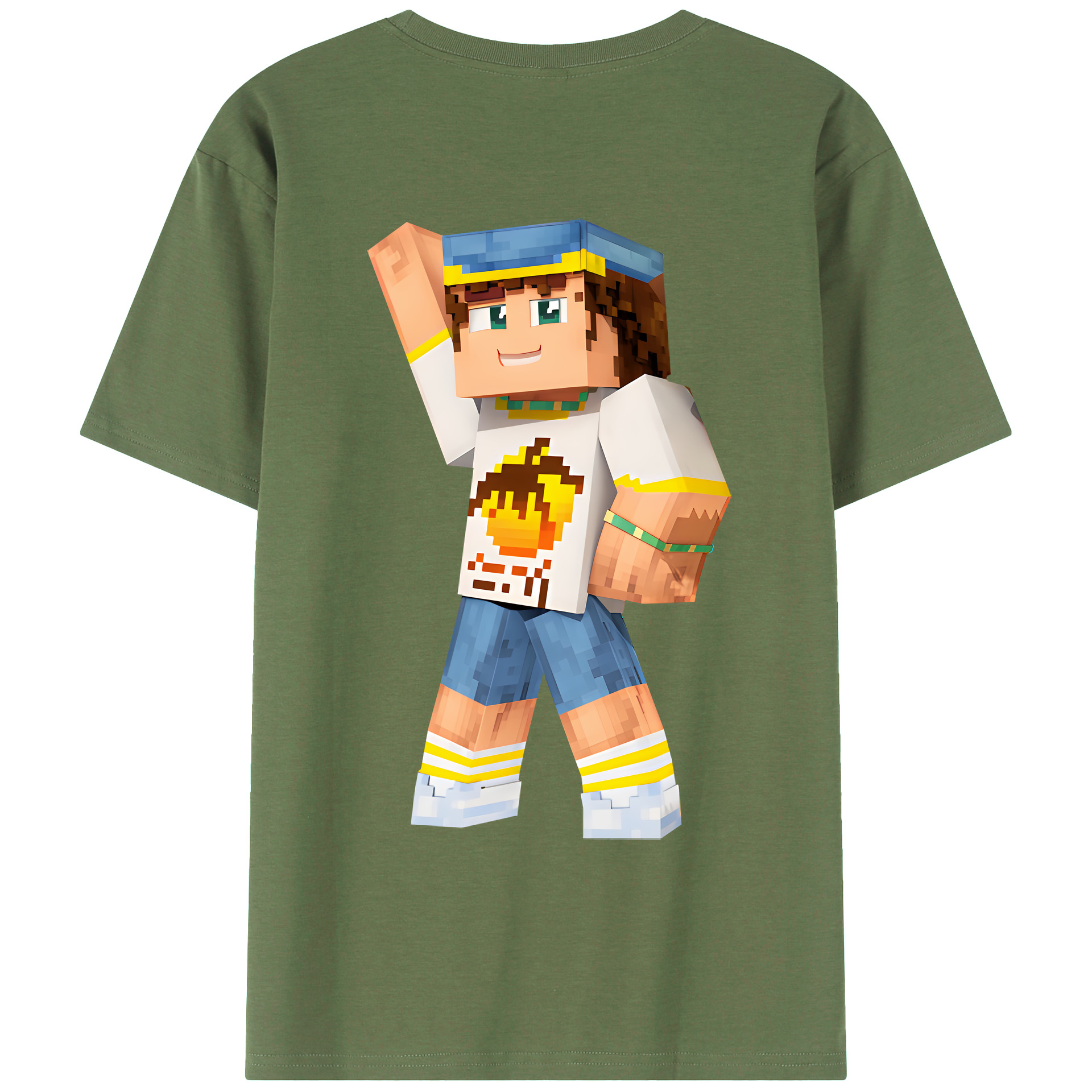 （画像用） マインクラフト ブロックの世界 Minecraft MC Block world 綿100％ メンズ半袖Tシャツ（バックプリント） 通気性